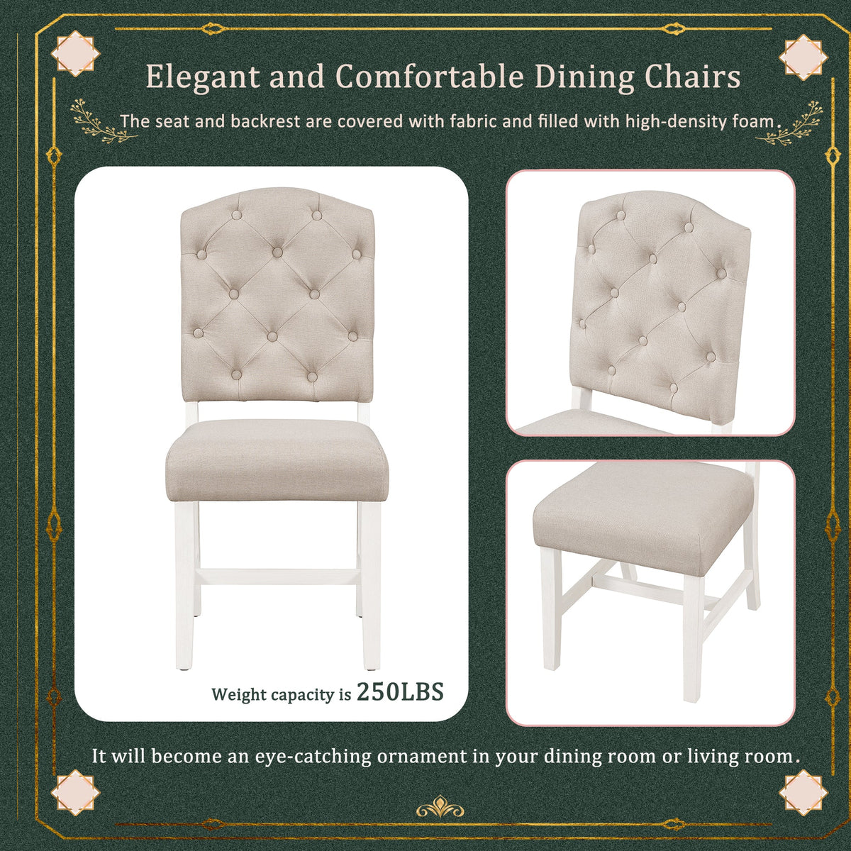 TREXM Retro Style Dining Chair Set with 4 Upholstered Chairs, photo 3 of 10