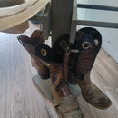 8 Cowboy Hat & 2 Boot Tree Rack | Hybrid Western Organizer | Rustic Wooden Hat & Boot Stand | Functional Entryway Display | Handcrafted in USA