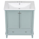 30" Bathroom Vanity with Sink Combo, Multi-functional Bathroom Cabinet with Doors and Drawer, Solid Frame and MDF Board, Green