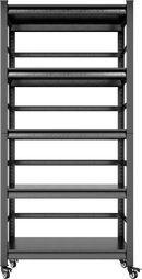 72"H Heavy Duty Storage Shelves Adjustable 5-Tier Metal Shelving Unit with Wheels for 1750LBS Load Kitchen, Garage, Pantry, and More