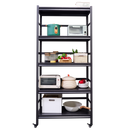 72"H Heavy Duty Storage Shelves Adjustable 5-Tier Metal Shelving Unit with Wheels for 1750LBS Load Kitchen, Garage, Pantry, and More