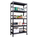 72"H Heavy Duty Storage Shelves Adjustable 5-Tier Metal Shelving Unit with Wheels for 1750LBS Load Kitchen, Garage, Pantry, and More