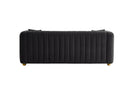 79.92" Modern Vertical Channel Tufted Velvet Sofa,Comfortable Sofa for Living Room-Black