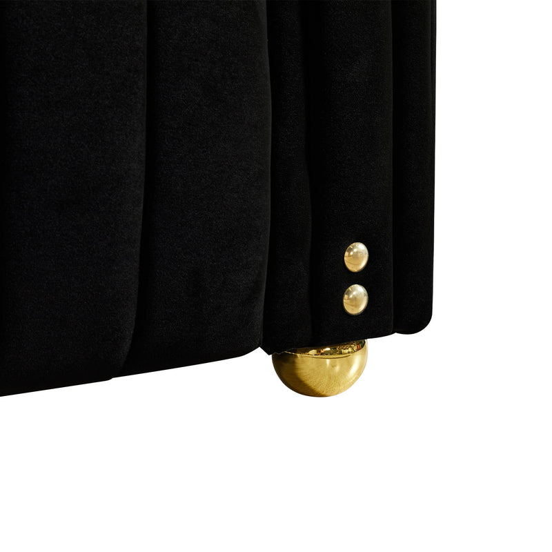 79.92" Modern Vertical Channel Tufted Velvet Sofa,Comfortable Sofa for Living Room-Black