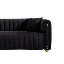 79.92" Modern Vertical Channel Tufted Velvet Sofa,Comfortable Sofa for Living Room-Black