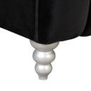 63" Modern Sofa Dutch Fluff Upholstered sofa with solid wood legs, buttoned tufted backrest,black