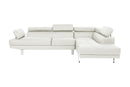 White Color Sectional Living Room Furniture Faux Leather