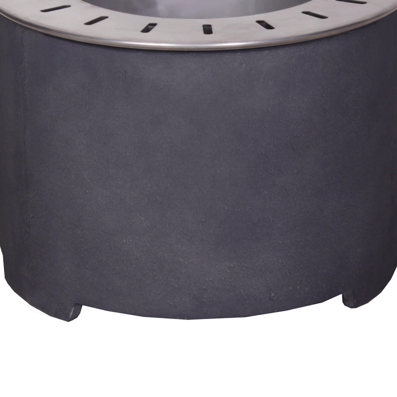 Dark Grey Faux Concrete Texture Smokeless Firepit with Wood Pellet/Twig/Wood as The Fuel for Garden & Outdoor