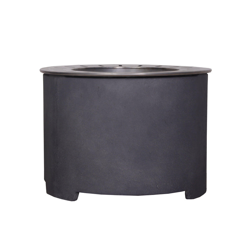 Dark Grey Faux Concrete Texture Smokeless Firepit with Wood Pellet/Twig/Wood as The Fuel for Garden & Outdoor