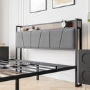 Queen Size Bed Frame with Storage Headboard and Charging Station