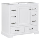 36" Bathroom Vanity with Sink Combo, Six Drawers, Multi-Functional Drawer Divider, Adjustable Shelf, White