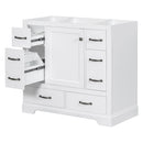 36" Bathroom Vanity without Sink, Cabinet Base Only, Six Drawers, Multi-Functional Drawer Divider, Adjustable Shelf, White