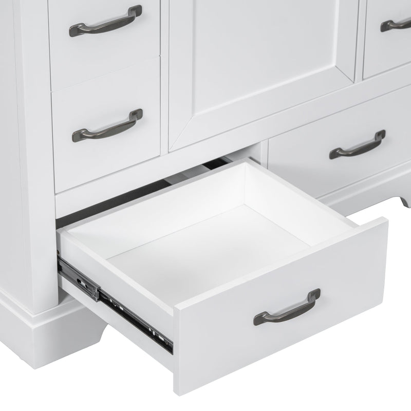 36" Bathroom Vanity with Sink Combo, Six Drawers, Multi-Functional Drawer Divider, Adjustable Shelf, White