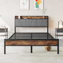 Full Size Bed Frame with Storage Headboard