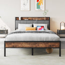 Full Size Bed Frame with Storage Headboard