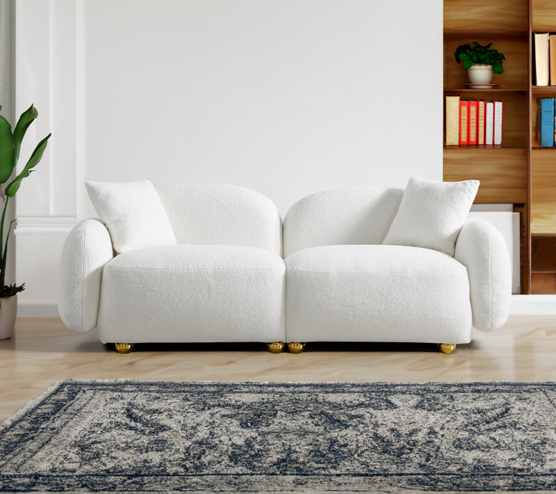 77.95" Cozy Teddy Fabric Sofa - Luxurious Plush Upholstered Couch for Ultimate Comfort and Style