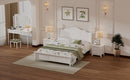 3-Pieces Bedroom Sets,Queen Size Wood Platform Bed and Two Nightstands-White