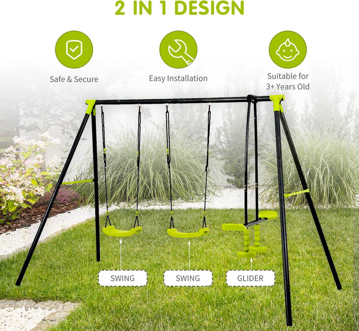 Triple Children Metal Safe Swing Set, photo 10 of 10