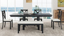 TOPMAX Farmhouse 82-Inch 6-Piece Extendable Dining Table Set