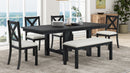 TOPMAX Farmhouse 82-Inch 6-Piece Extendable Dining Table Set