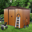 8ft x 6ft Outdoor Metal Storage Shed with Metal foundation,Coffee(W540S00014)