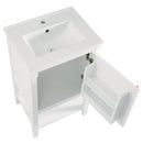 20" Bathroom Vanity with Sink, Bathroom Cabinet with Soft Closing Door, Storage Rack and Open Shelf, White