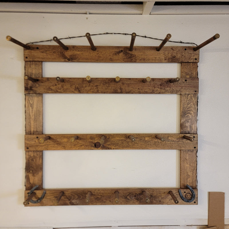 3 Cowboy Hat Rack | Cowboy Hat Holder | with 13 Gimmee Cap pegs | Rustic Western Hat Display | Handcrafted Wooden Organizer | Space-Saving Home Decor | Made in USA