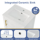 20" Bathroom Vanity with Sink, Bathroom Cabinet with Soft Closing Door, Storage Rack and Open Shelf, White