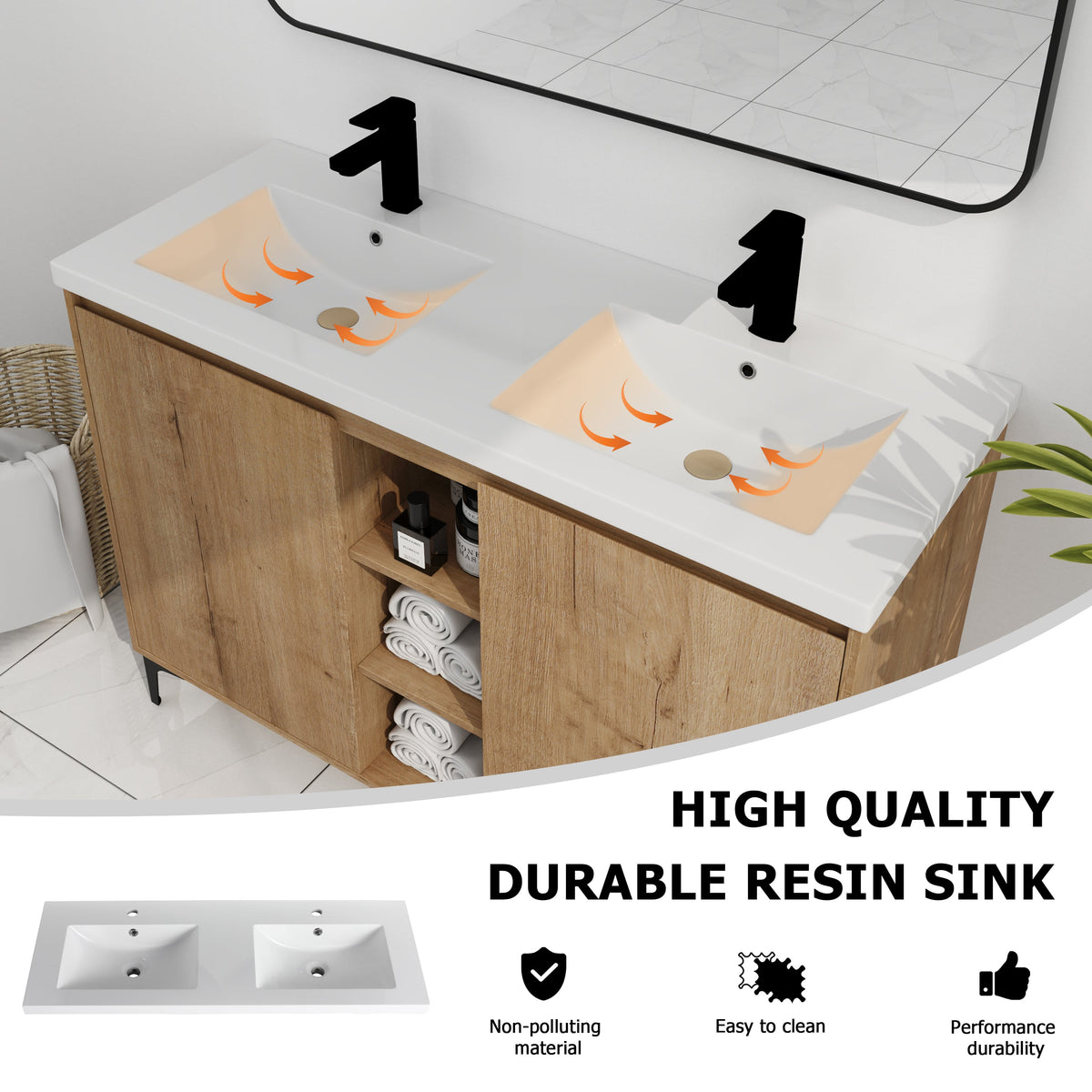 48" Freestanding Bathroom Vanity With Double Sink, photo 9 of 10