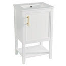20" Bathroom Vanity with Sink, Bathroom Cabinet with Soft Closing Door, Storage Rack and Open Shelf, White
