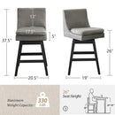 26" Upholstered Swivel Bar Stools Set of 2, Modern Linen Fabric High Back Counter Stools with Ergonomic Design and Wood Frame