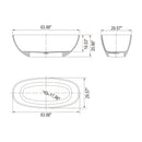 64 Inch Transparent Freestanding Bathtub