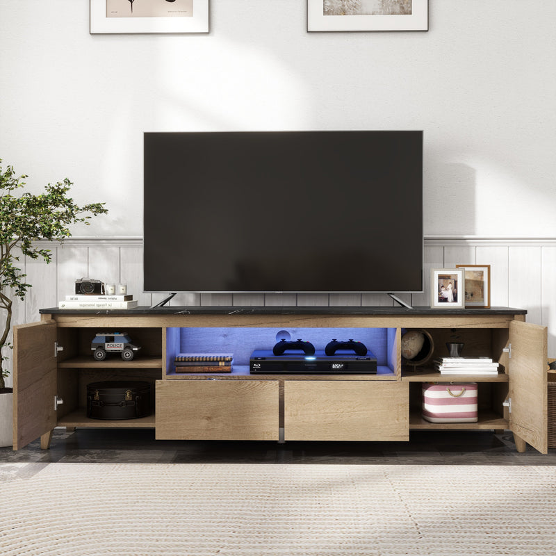58 Inches Modern TV stand with LED Lights Entertainment Center TV cabinet with Storage for Up to 80 inch for Gaming Living Room Bedroom
