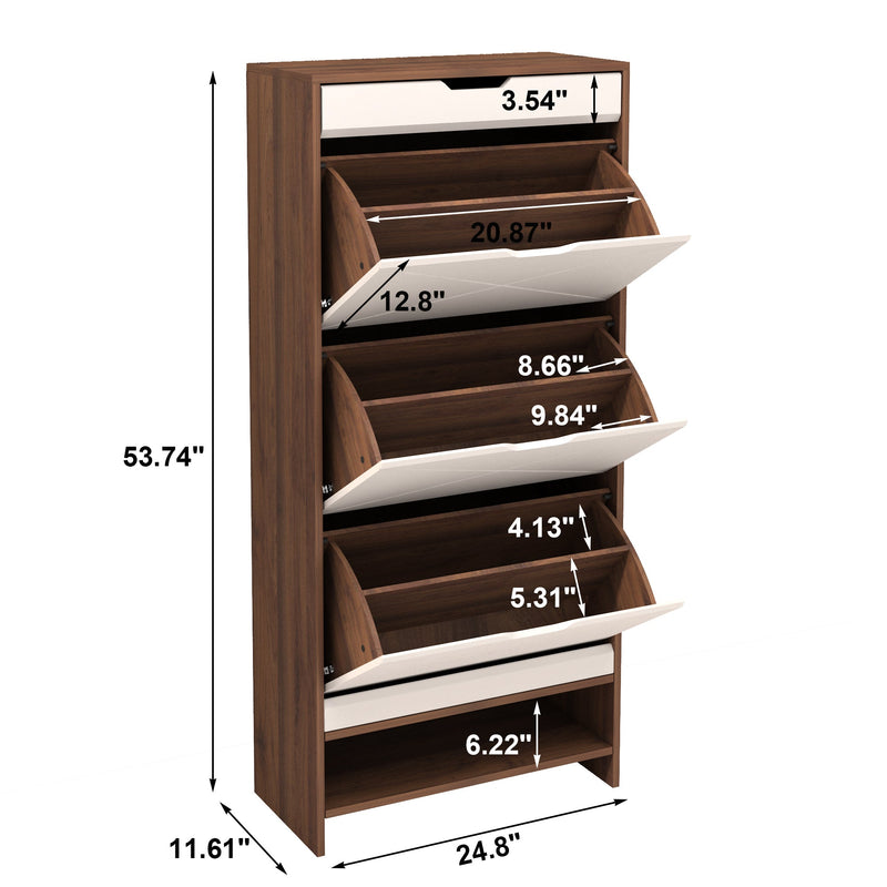 3 Tier Shoe Storage Cabinet with Draders for Entryway,Bedroom,Flip Door Design Shoe Cabinet