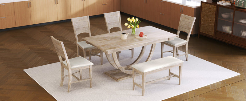 TOPMAX 6-Piece Wood Half Round Dining Table Set, photo 4 of 10