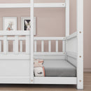 Twin Size Floor Wooden Bed with House Roof Frame