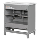 30" Bathroom Vanity with Sink Combo, Multi-functional Bathroom Cabinet with Doors and Drawer, Solid Frame and MDF Board, Grey