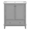 30" Bathroom Vanity with Sink Combo, Multi-functional Bathroom Cabinet with Doors and Drawer, Solid Frame and MDF Board, Grey