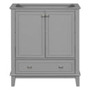30" Bathroom Vanity without Sink, Base Only, Multi-functional Bathroom Cabinet with Doors and Drawer, Solid Frame and MDF Board, Grey