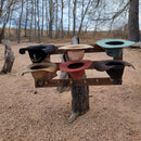 6 Cowboy Hat Rack Horizontal | Cowboy Hat Holder | Rustic Western Hat Display | Handcrafted Wooden Organizer | Space-Saving Home Decor | Made in USA