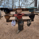 6 Cowboy Hat Rack Horizontal | Cowboy Hat Holder | Rustic Western Hat Display | Handcrafted Wooden Organizer | Space-Saving Home Decor | Made in USA