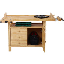 Wood Workbench with Bar Clamps
