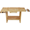 55-Inch Wooden Workbench with Rapid Action Woodworking Vise