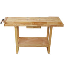 55-Inch Wooden Workbench with Rapid Action Woodworking Vise