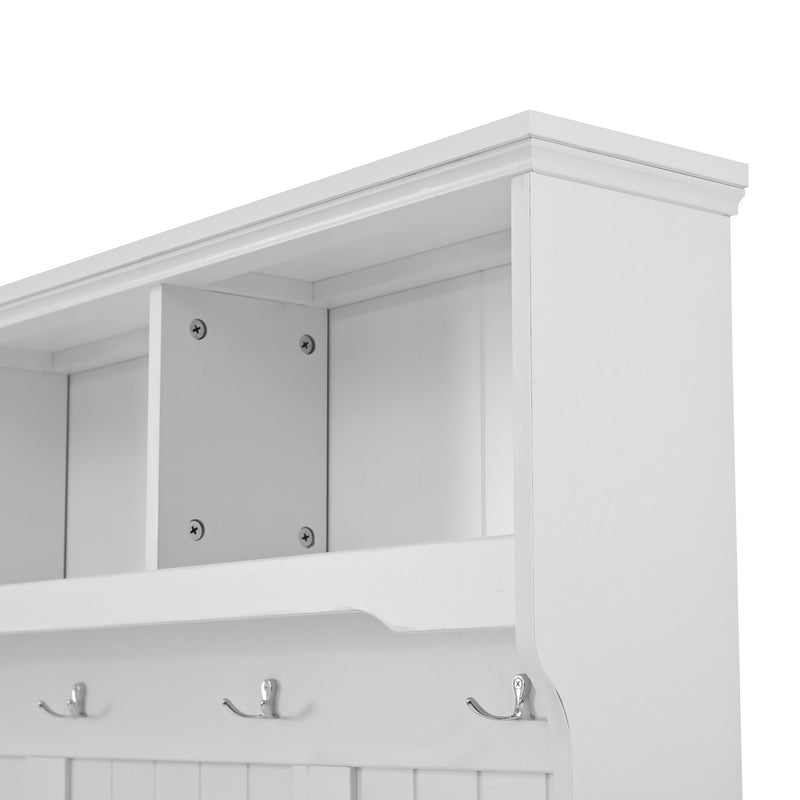 4-in-1 Entryway Bench with Coat Rack, Cushion and 4 Sturdy Hooks, 47.2" Wide Hall Tree with Storage Bench for Hallway, Entryway, Living Room