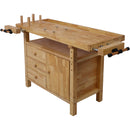 Wood Workbench with Bar Clamps