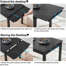 5-Pieces Functional Retractable Ceramic Table Dining Table Dining Set Including Yellow Velvet High Back Black Color Legs for Living Room,Dining Room,Kitchen