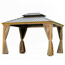 12'x14' Hardtop Gazebo, Wooden Coated Aluminum Frame Canopy