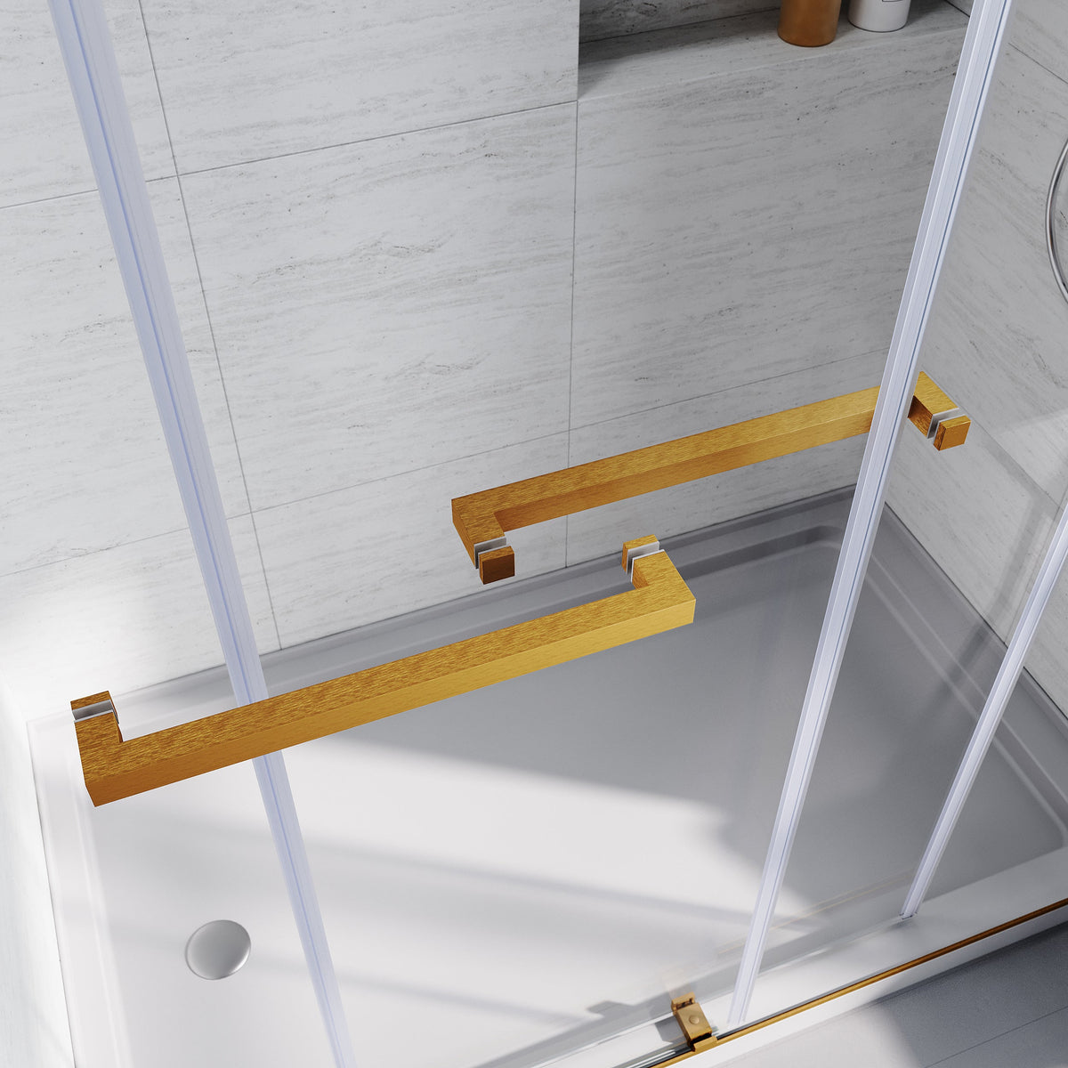 Brushed Gold Frameless Bathtub Door, photo 6 of 8