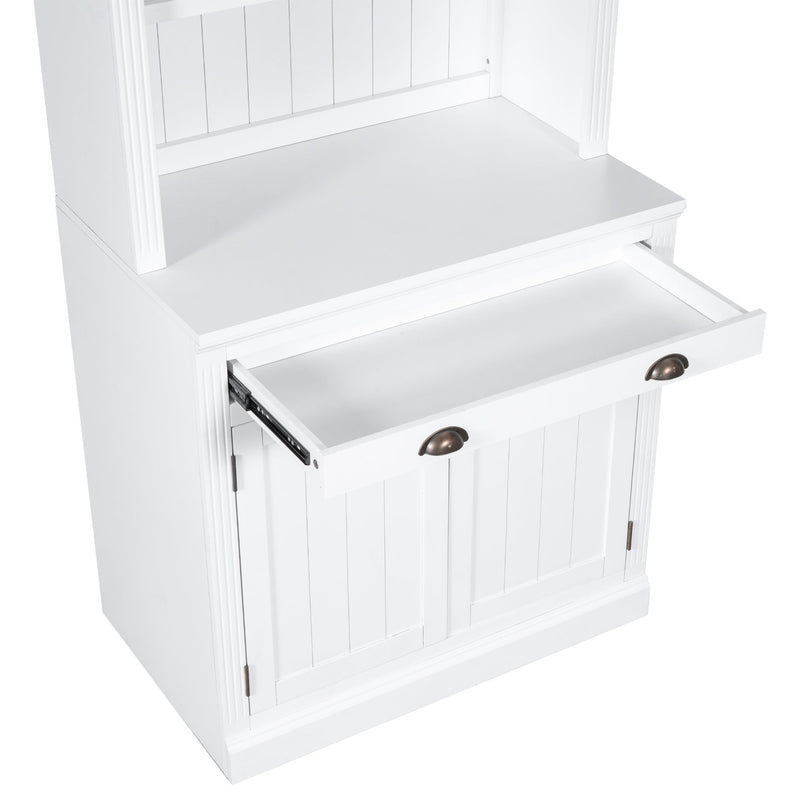 83.4"Tall Bookshelf Suite, Modern Bookcase Suite with LED Lighting,Doors and Drawers,2-Piece Set Storage Bookcase with Open Shelves for Living Room,Home Office,White